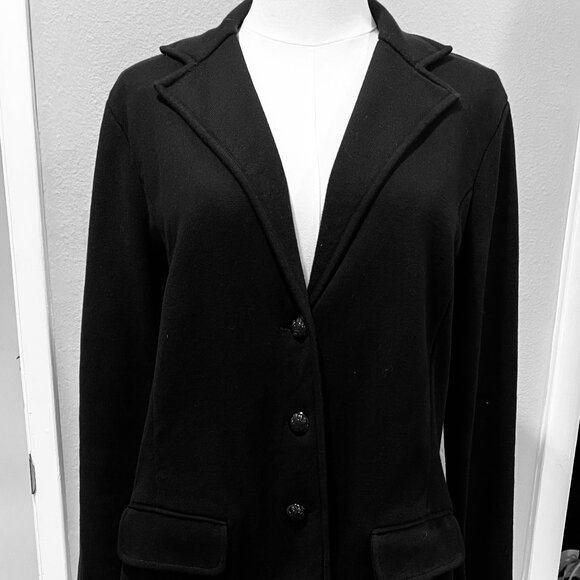 RALPH LAUREN Sweater-Knit Blazer, Black, Size L - Picture 3 of 6